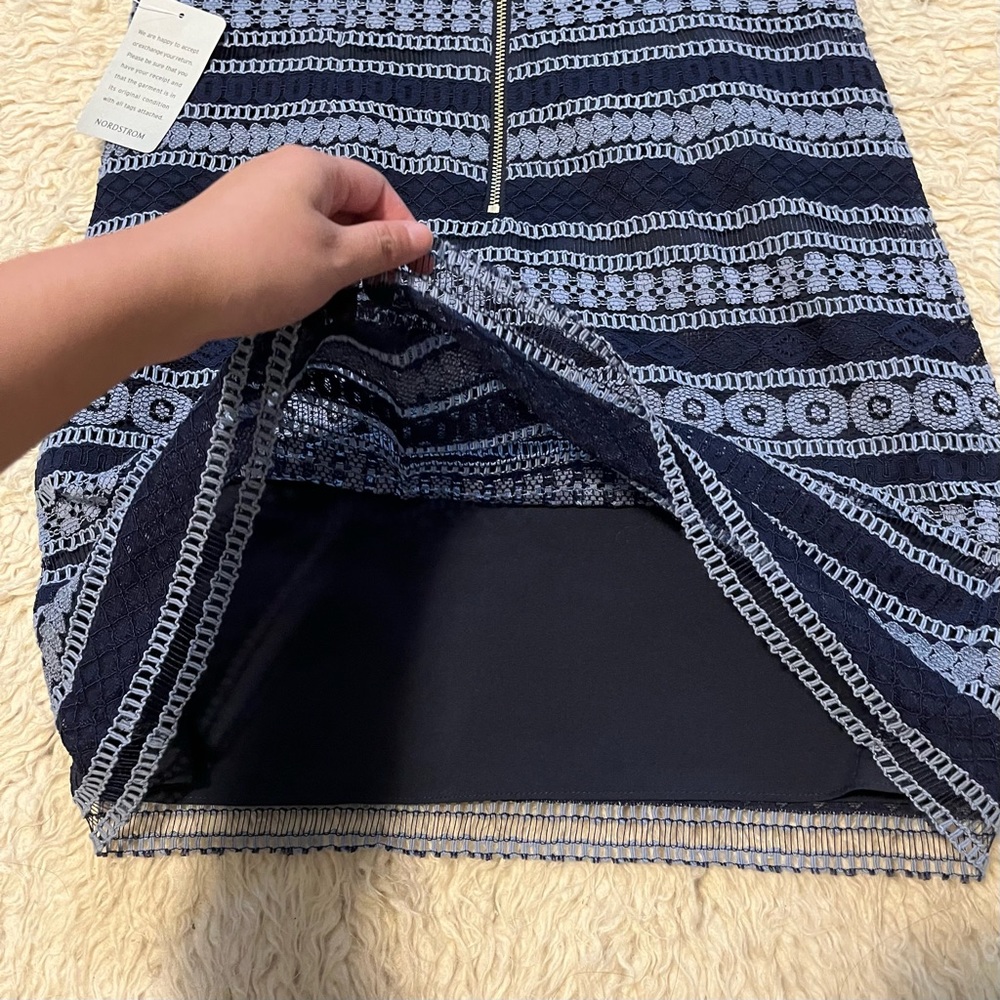 Eliza J blue striped racerback lace petite dress NEW - Picture 6 of 6